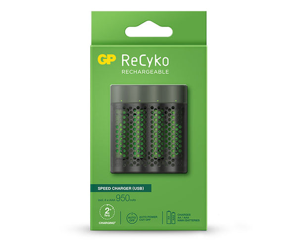 GP ReCyko Speed Charger (USB) M451 4-slot NiMH with 4 x AAA 950mAh NiMH Batteries