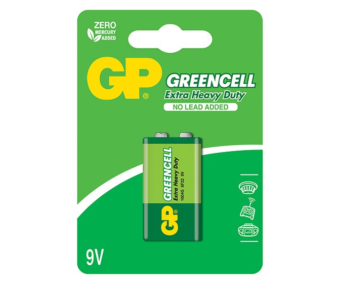 GP 1604G GP - Battery: zinc-carbon, 9V; 6F22; non-rechargeable; POWERCELL;  BAT-6F22/GP