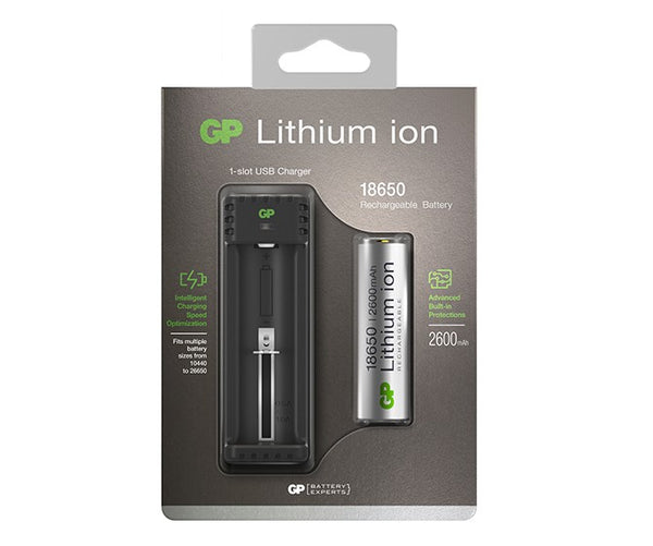 L111 Li-ion Rechargeable Battery 1-slot USB Charger (w/ 1â€™s 18650 2600mAh Battery)