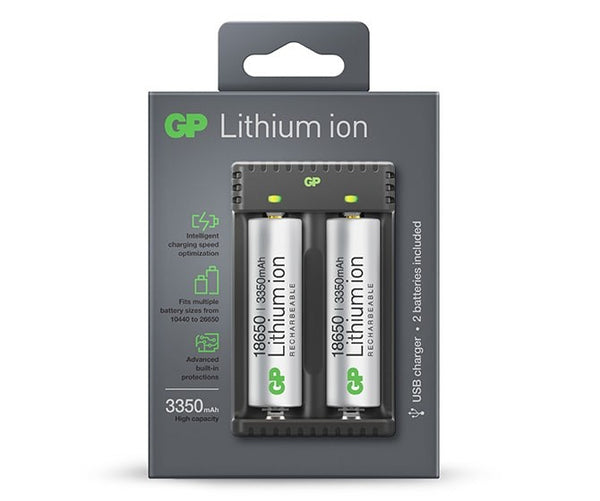 L211 Li-ion Rechargeable Battery 2-slot USB Charger (w/ 2's 18650 3350mAh Battery)