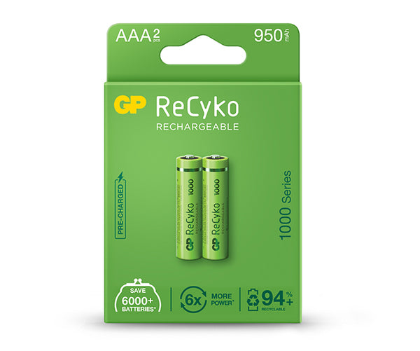 GP ReCyko battery 950mAh AAA (1000 Series, 2 battery pack)