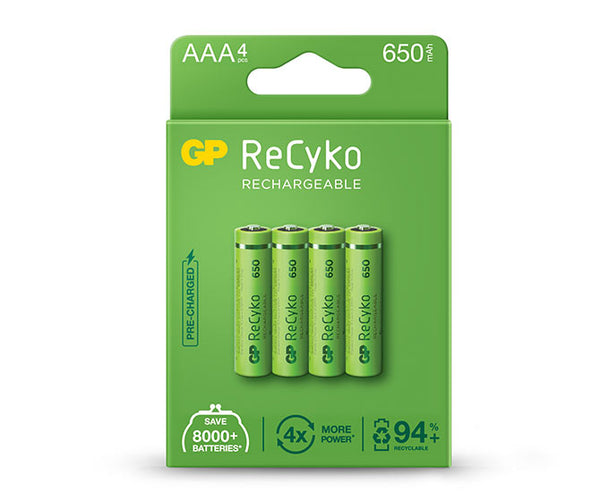 GP ReCyko battery 650mAh AAA (4 battery pack)