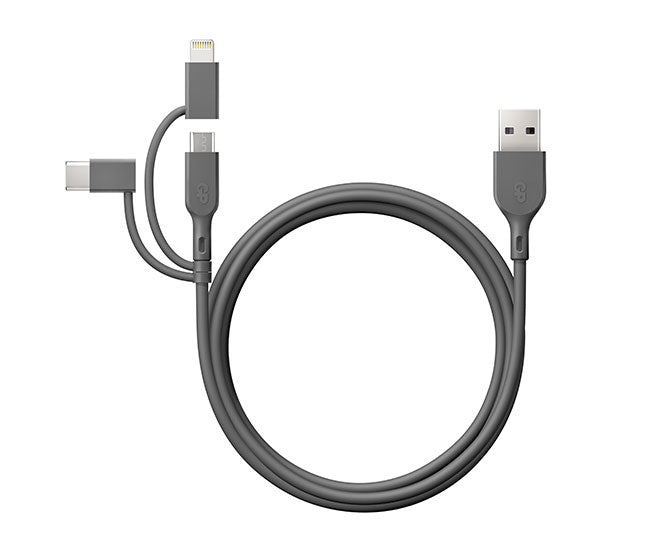 GP 1 metre 3-in-1 USB-A to Lightning, USB-C & Micro-USB Charge & Sync Cable CY1N