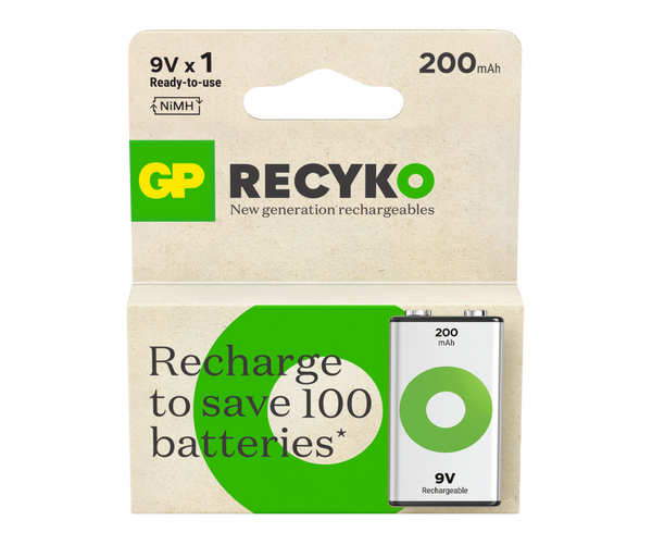 GP RECYKO 9V oplaadbare batterij 200mAh