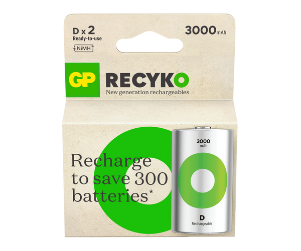 GP RECYKO D oplaadbare batterijen 3000mAh