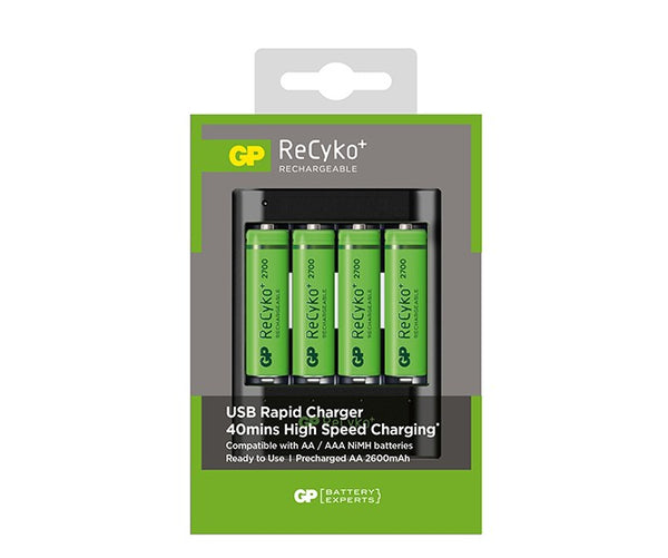 GP Batteries Chargeur USB « GP B421 » avec station d'accueil et 4 piles  rechargeables Mignon AA 2100 mAh - acheter à prix économique chez OTTO  Office.